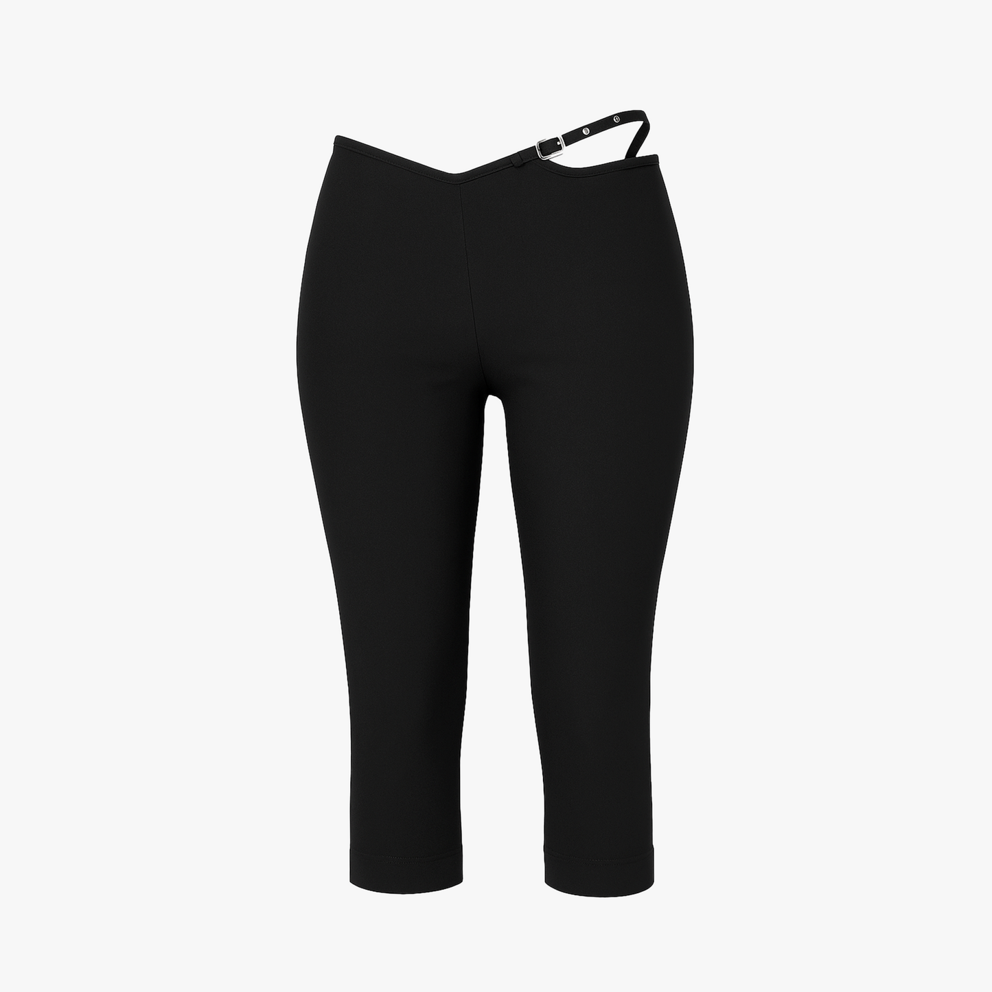 Black capri leggings on a white background